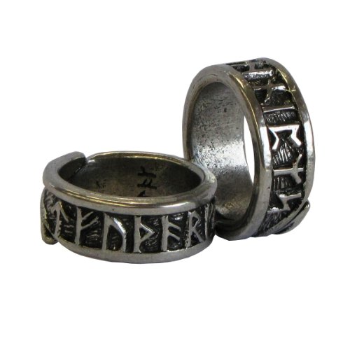 Asgard Anillo Vikingo con Runas - Hecho de Peltre y Ajustable