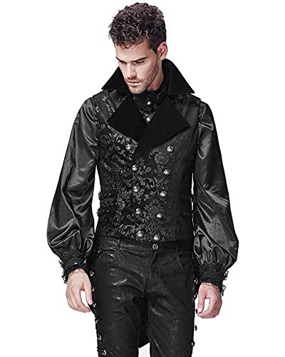 Punk Rave Chaleco Para Hombre Chaleco Frac Terciopelo Negro Steampunk Gótico Victoriano