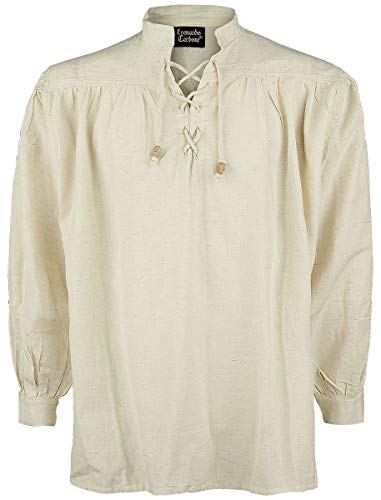 Leonardo Carbone Camisa Medieval de Cuello Alto Hombre Camiseta Crudo,