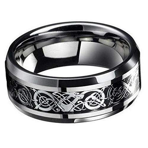 Trifycore 8mm céltico del Anillo del dragón de Acero Inoxidable Anillos de Dos Anillos de Bodas de Plata Masculina,