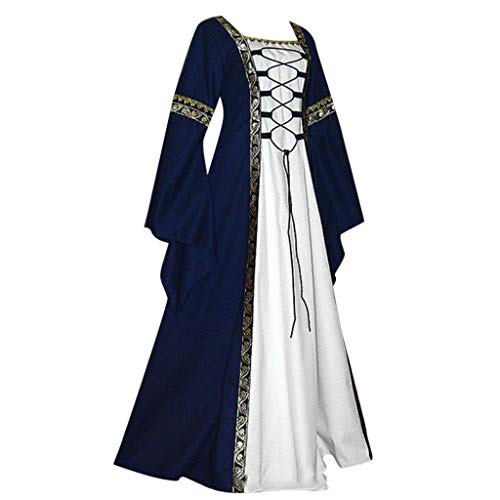 RISTHY Vestidos de Fiesta Cosplay Gótico Medieval Renacentista Maxi Vestidos Trompetas Mangas Largas Vendajes Vestidos Cuello Cuadrado Princesa Vestidos Vintage de Las Mujeres