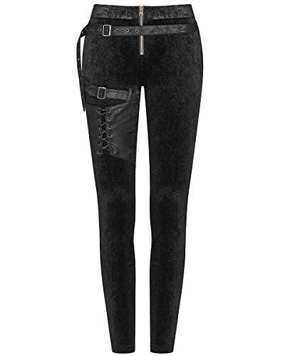 Punk Rave Mujer Steampunk Leggings Negro Terciopelo Floral Piel Sintética Gótico Vintage