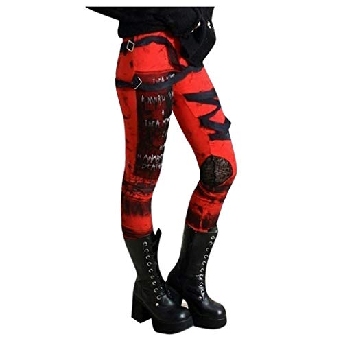 Pantalones de Mujer Punk, Pantalones Cool Ultra Raccolti Gótico Leggings Punk Punk Afflitto Pants Moda Leggins de Jogging Trekking Sport Straight Trousers