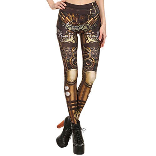 TUDUZ Pantalones Deportivos Mujer Pitillo Elásticos Góticos Leggings Retro Steampunk Comic Cosplay Imprimir