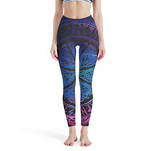 Charzee Pantalones de Yoga para Mujer, cómodos, de Cintura Alta, Deportivos, con Estampado Vikingo, Talla Plus