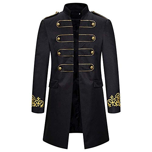 Steampunk Chaqueta Abrigo para Hombres - Renacentista Medieval Gótico Chaquetas Largas Classic Manga Largas Abrigos Traje Uniforme Ropa