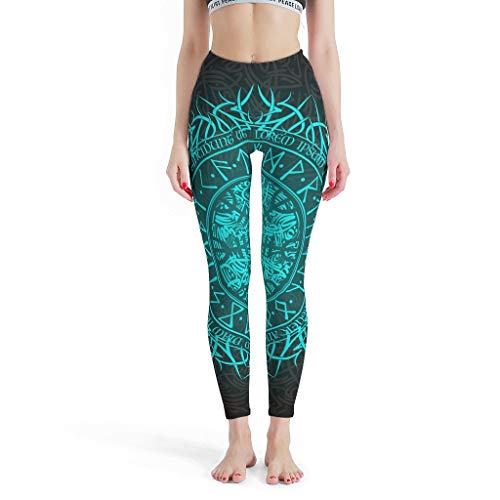 Gamoii - Leggings Deportivos para Mujer, diseño de símbolo Vikingo con luz Azul