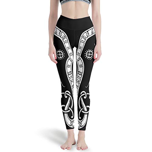 LPLoveYogaShop - Leggings para Mujer, diseño de dragón Vikingo nórdico, con Nudos celtas y runas escandinavas, Sol, Luna, Tatuaje, con gráficos Suaves, para Cross-Training