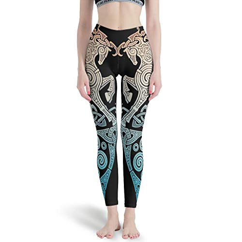 LPLoveYogaShop - Leggings para Mujer, Estilo Vintage, Estilo nórdico, Vikingo, Celta, trisceli, Nudos, Estampado de Tatuaje, elásticos, para Yoga, Pilates, Gimnasio